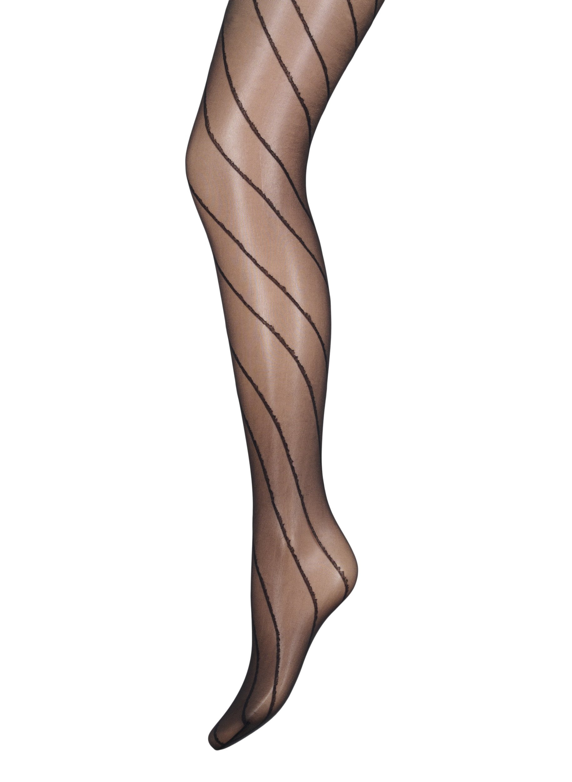 Panty van 25 denier met strepen - Zwart 