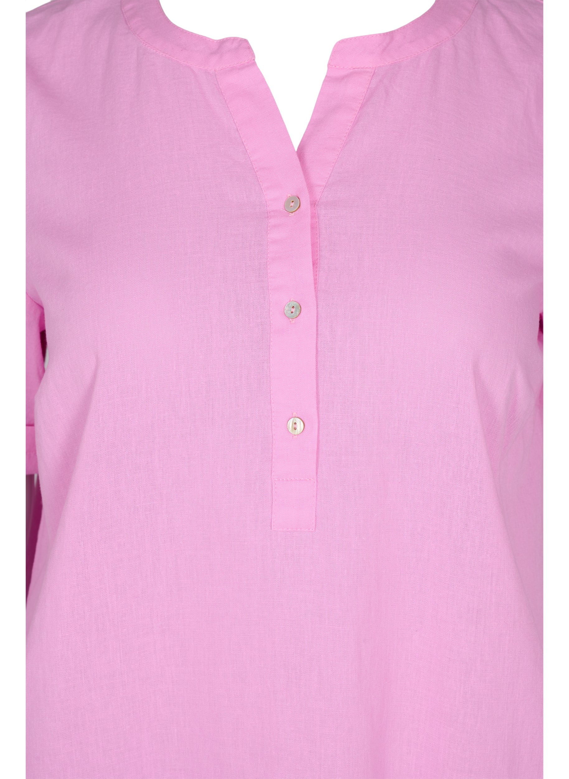 Lange blouse jurk met korte mouwen, Begonia Pink, Packshot image number 2