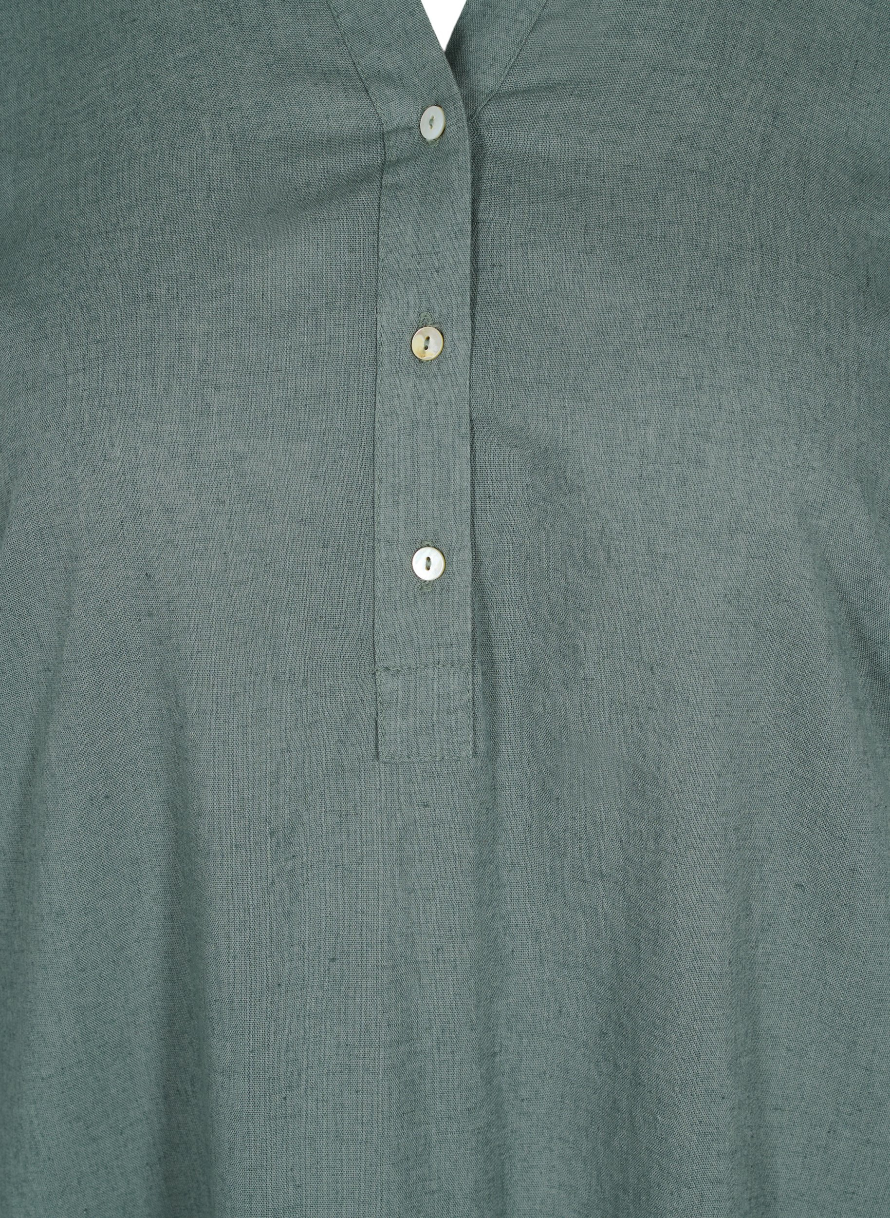Lange blouse jurk met korte mouwen, Balsam Green, Packshot image number 2