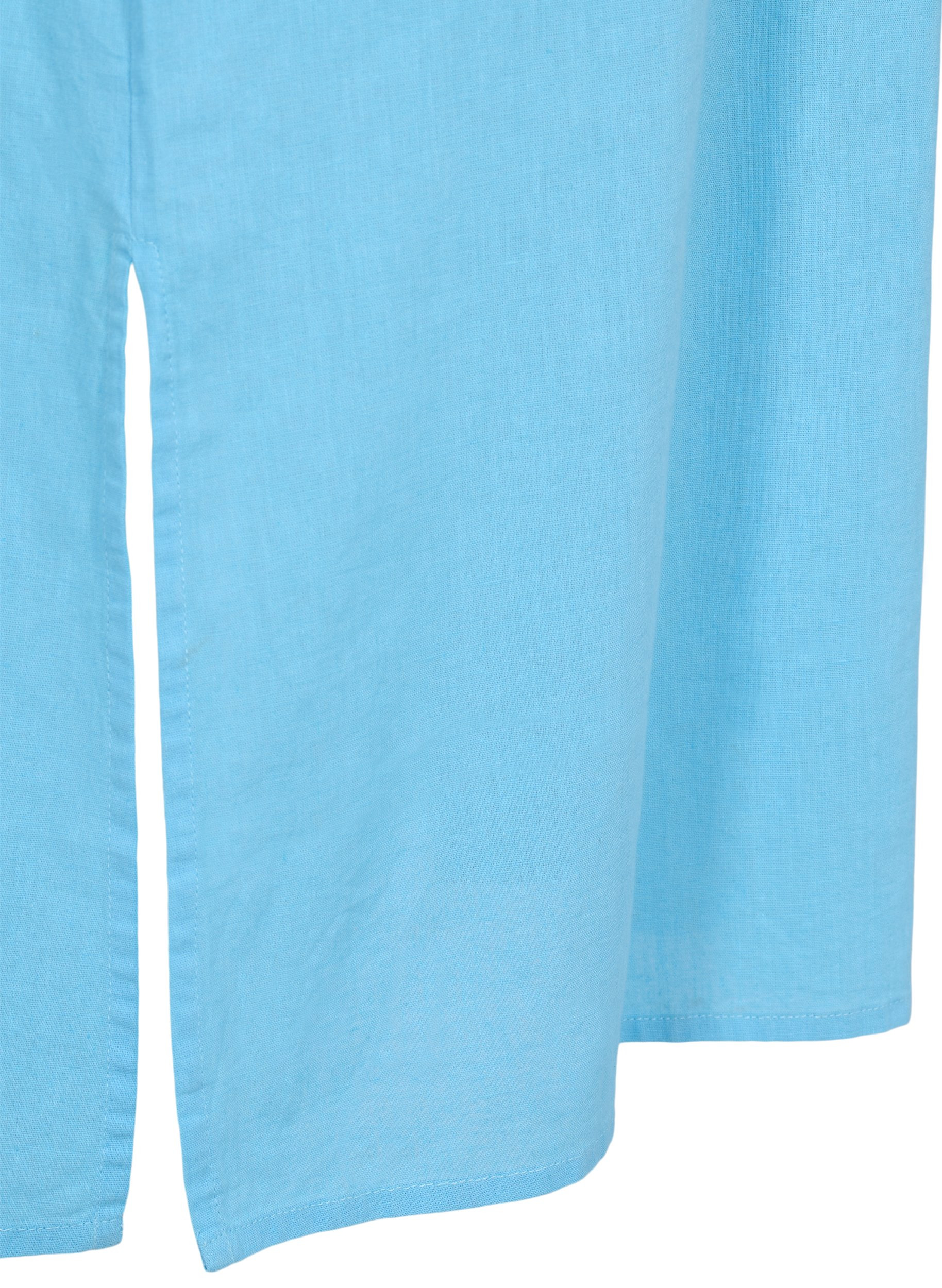 Lange blouse jurk met korte mouwen, Alaskan Blue, Packshot image number 3
