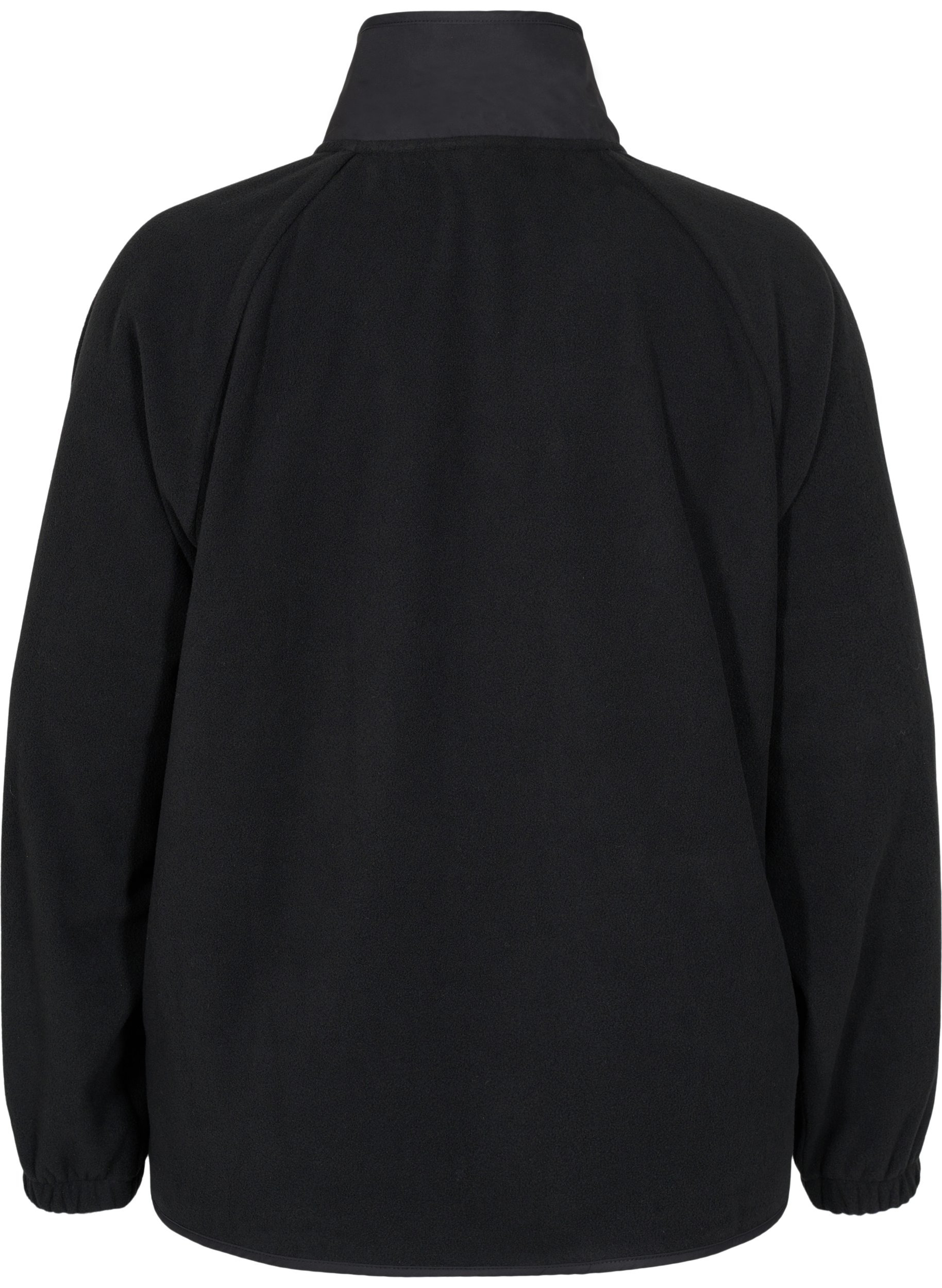 Sportjack in fleece met hoge kraag en zakken, Black, Packshot image number 1
