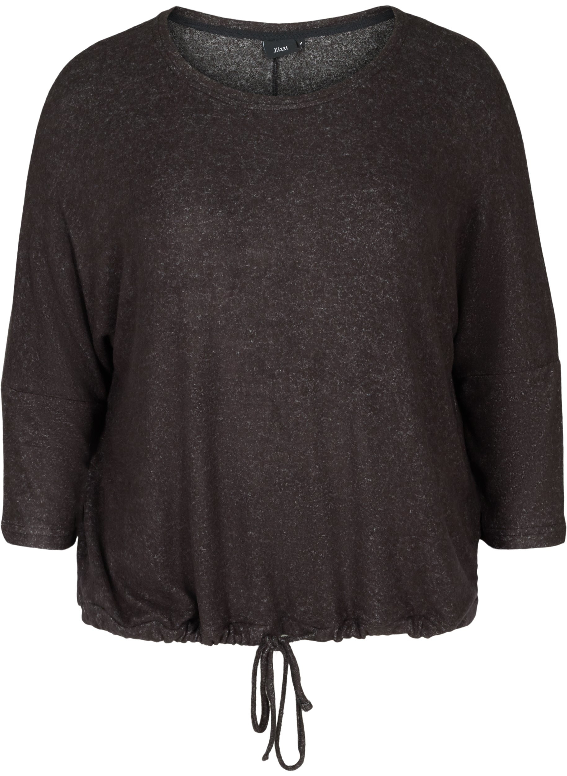 Gemêleerde blouse met verstelbare onderkant, Dark Grey Melange, Packshot image number 0
