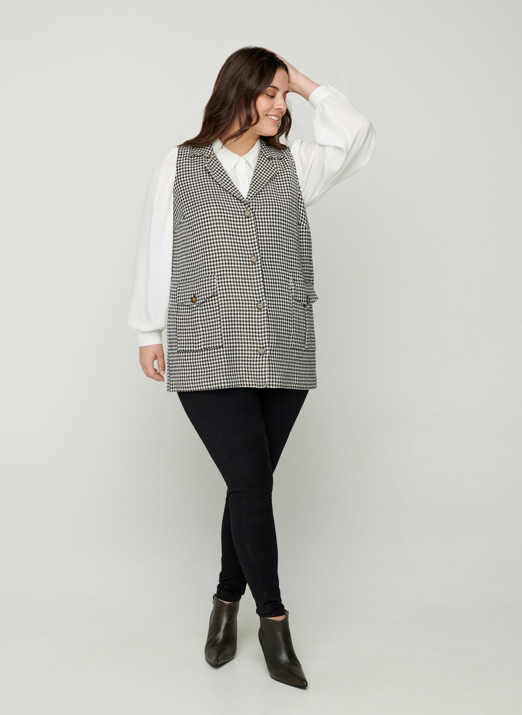 Katoenen geruite vest, Black Comb, Model image number 3