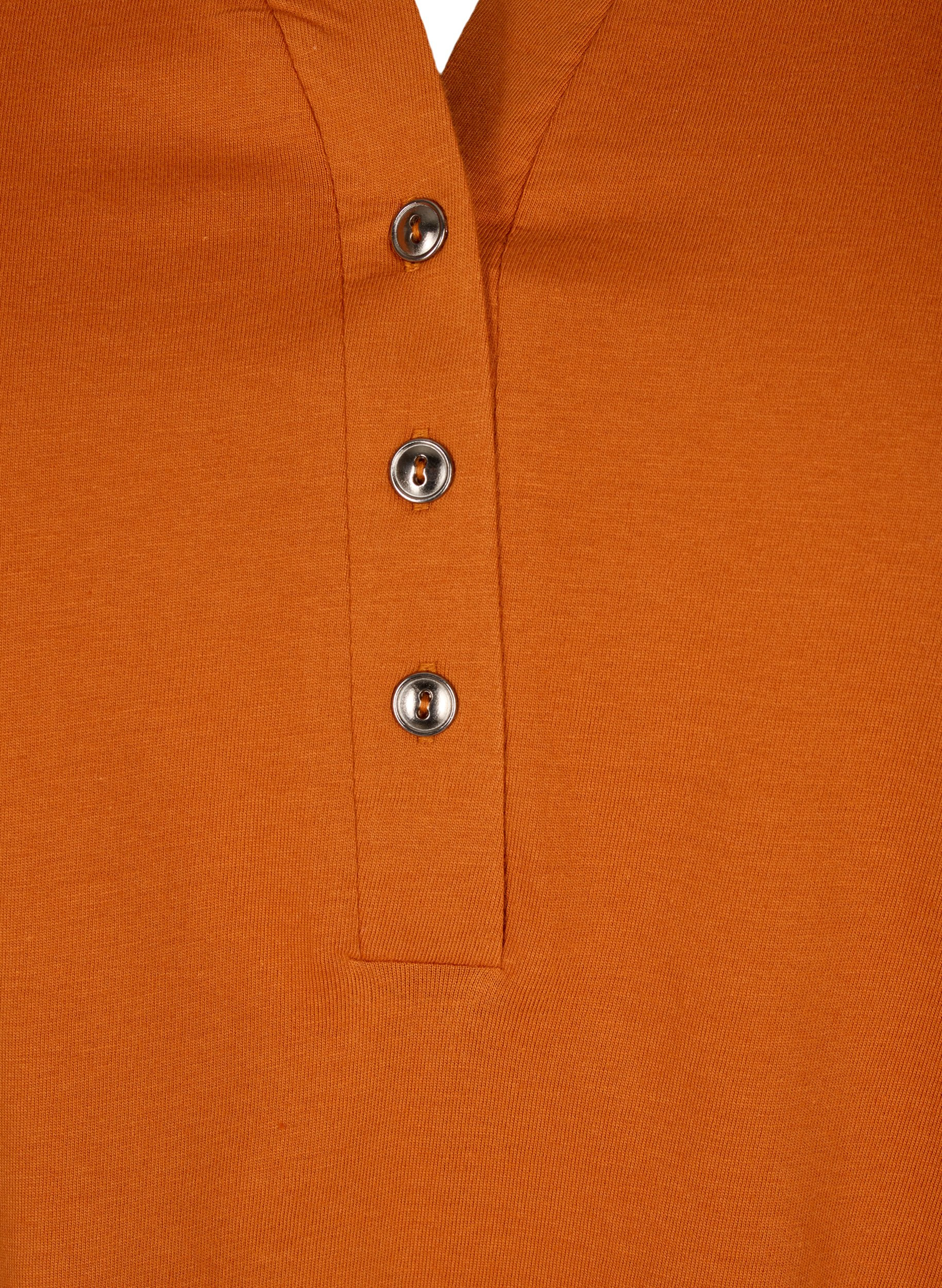 Katoenen t-shirt met v-hals en knopen, Autumnal, Packshot image number 2