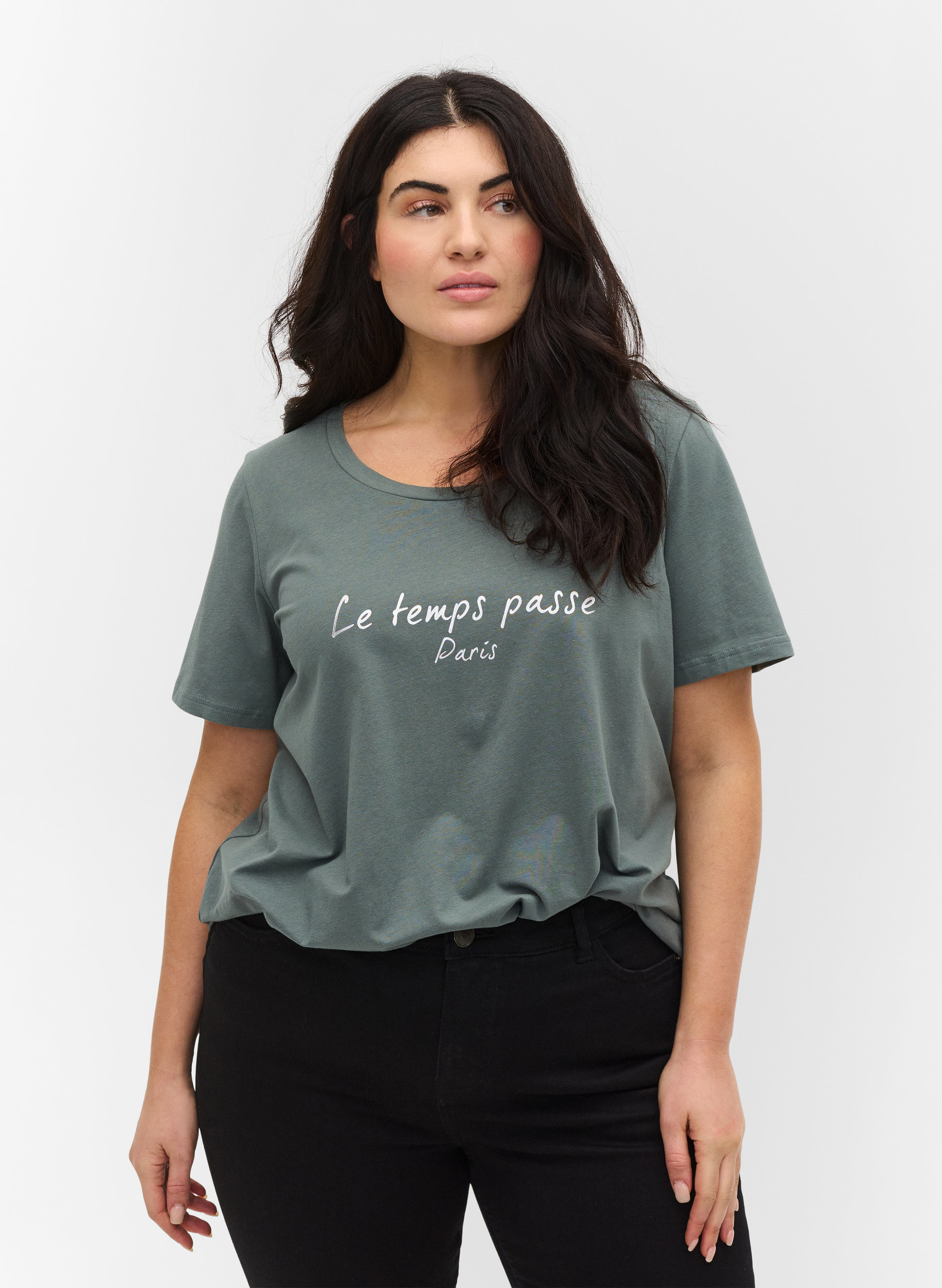 Katoenen t-shirt met korte mouwen en print, Sea Pine W. Silver, Model image number 0
