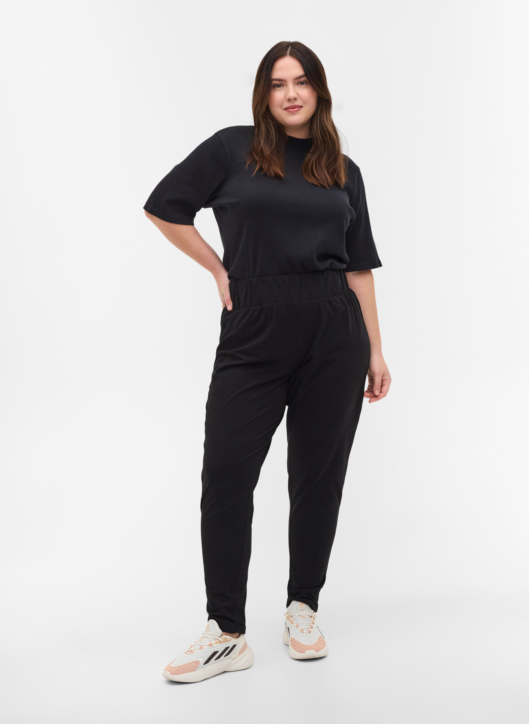 Broek van katoen - Zwart - Maat 42-60 - Zizzi