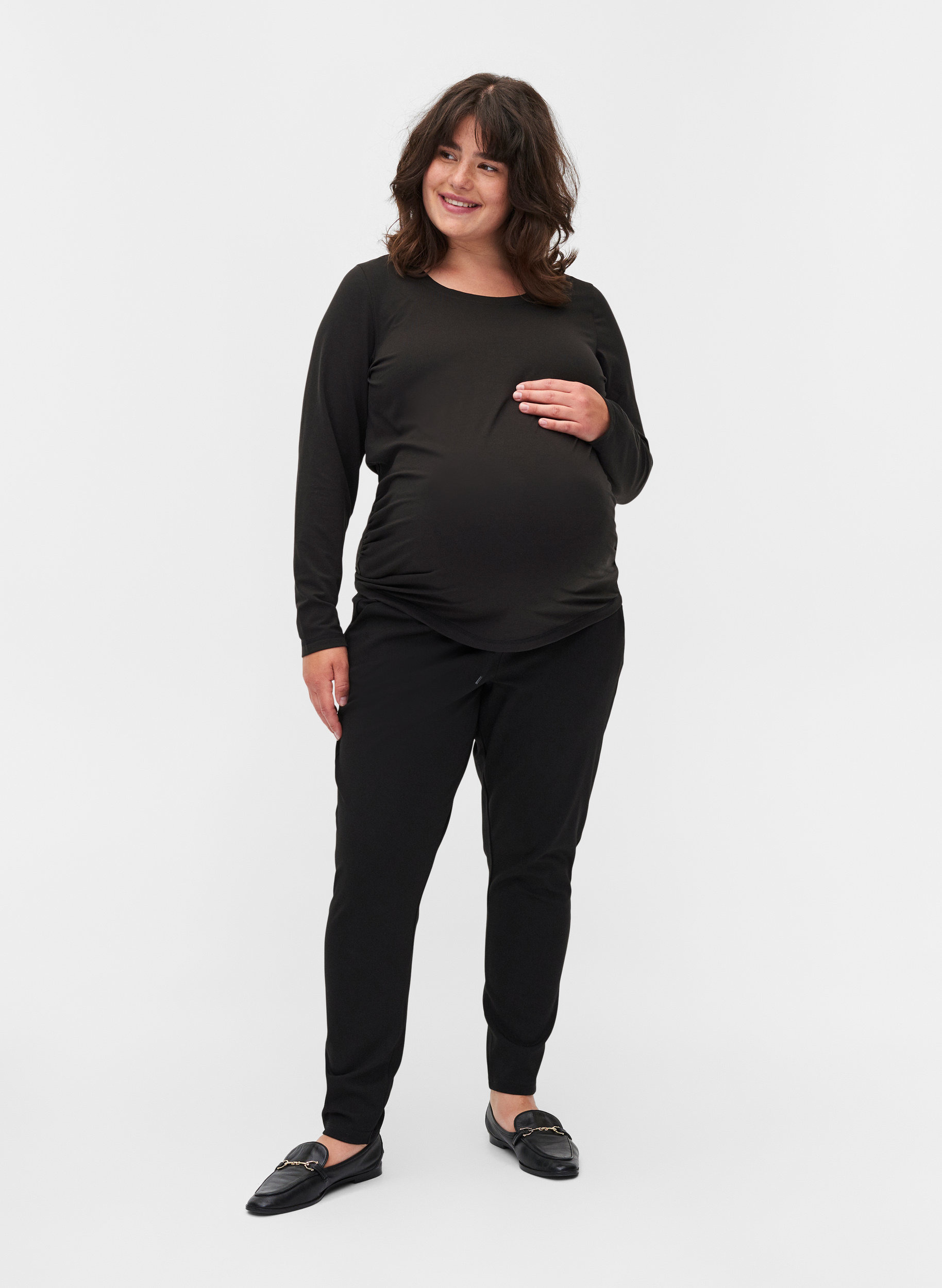Basic zwangerschapstop met lange mouwen , Black, Model image number 2