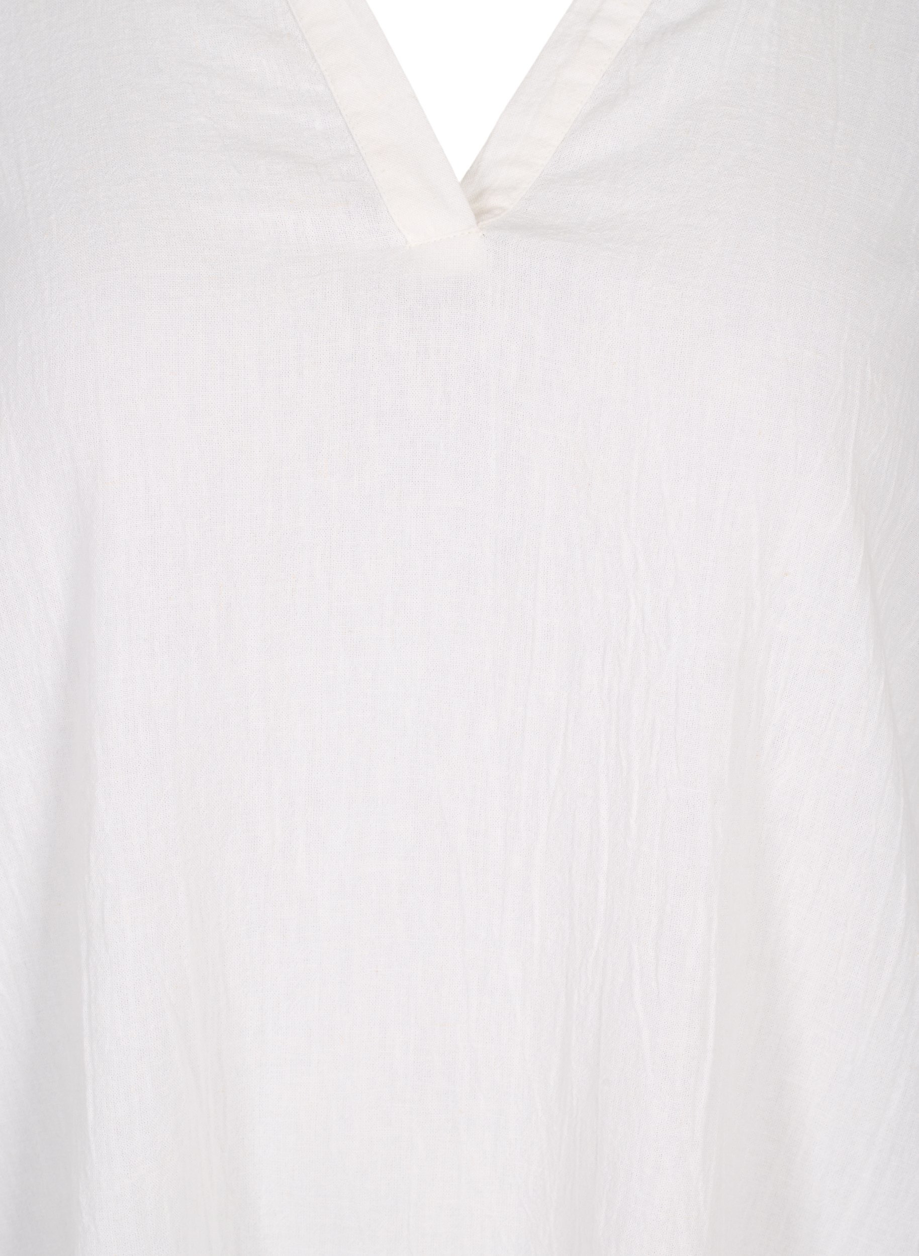 Jurk met v-hals en kraag, White, Packshot image number 2