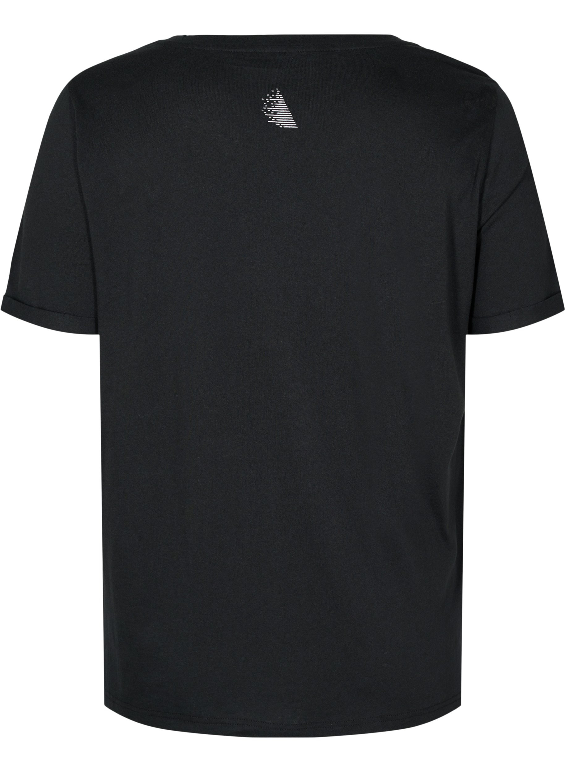 Sportief katoenen t-shirt met tekst en korte mouwen, Black, Packshot image number 1