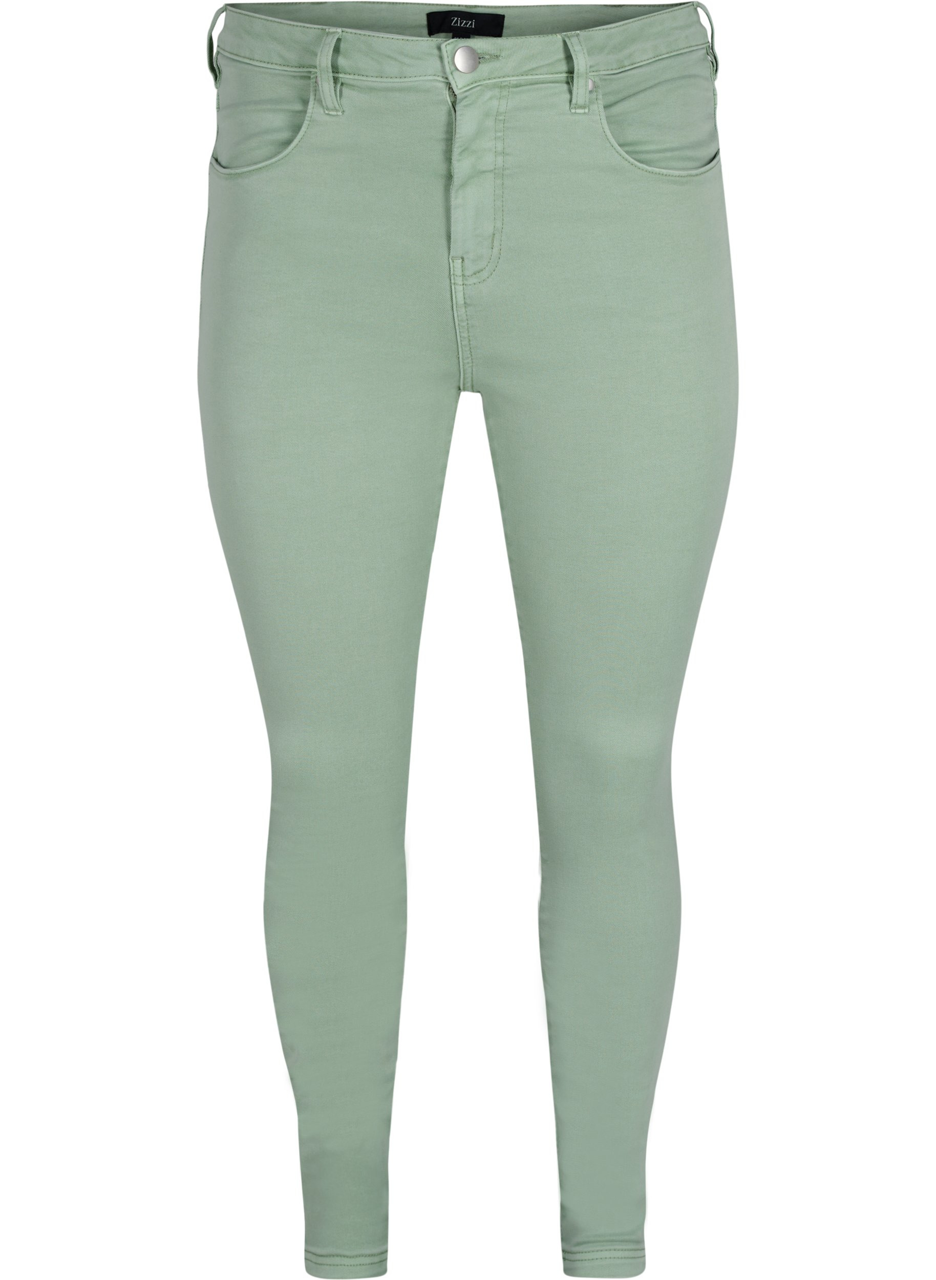 Super slim fit Amy jeans met hoge taille, Frosty Green, Packshot
