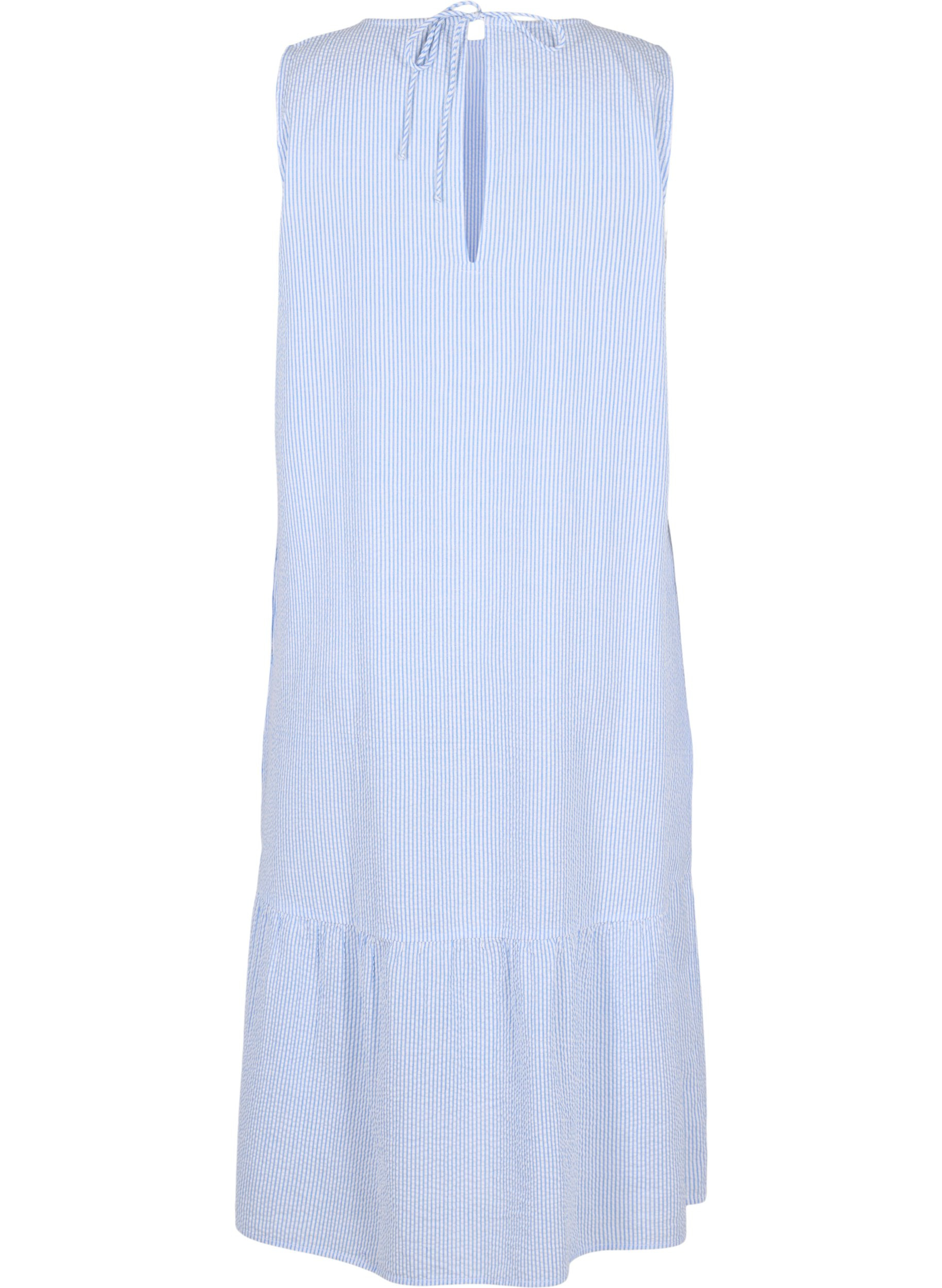 Mouwloze katoenen jurk met strepen, Skyway Stripe, Packshot image number 1