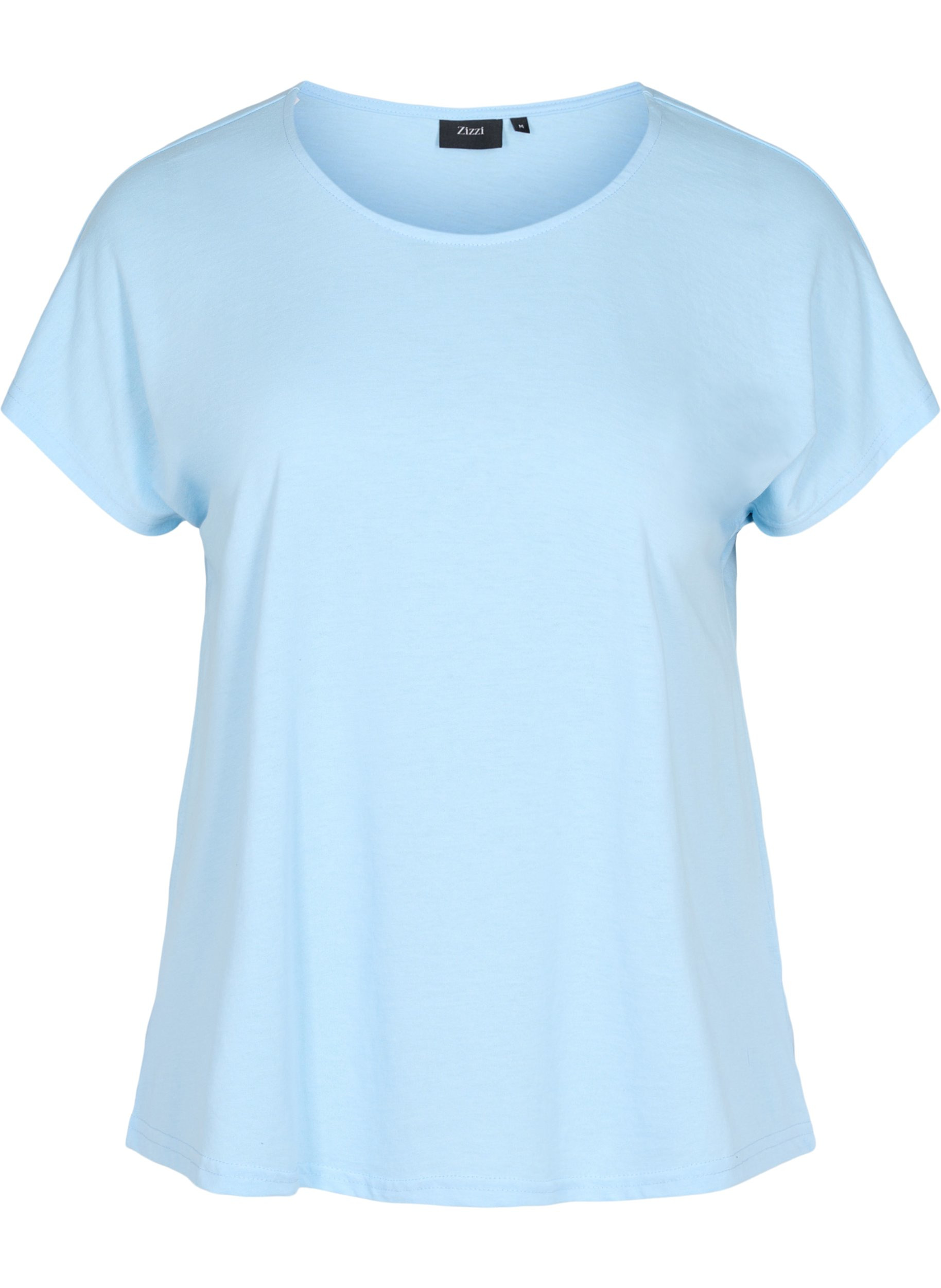 T-shirt met mix van katoen, Chambray Blue