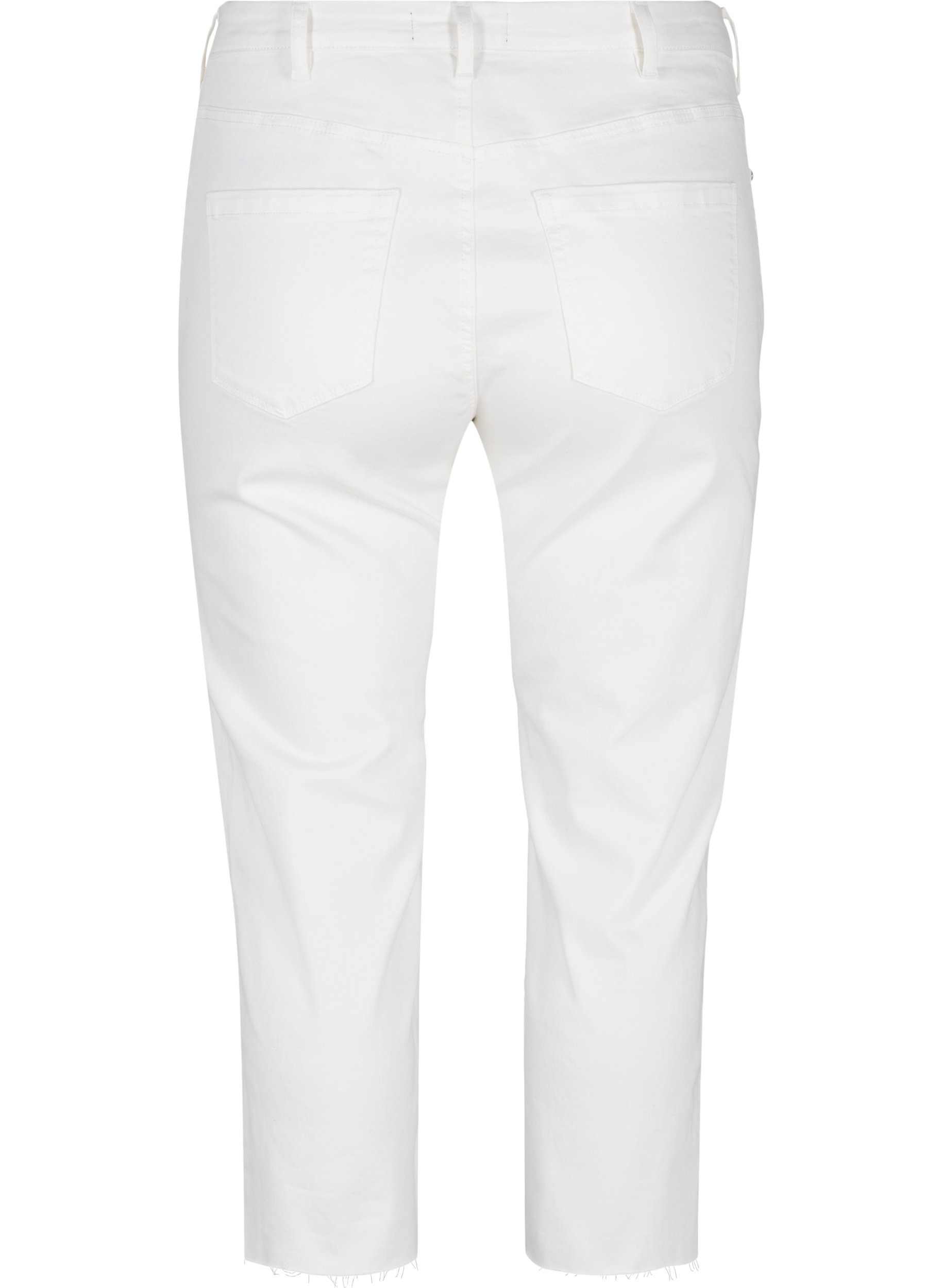 7/8 jeans met ruwe randjes en hoge taille, White, Packshot image number 1