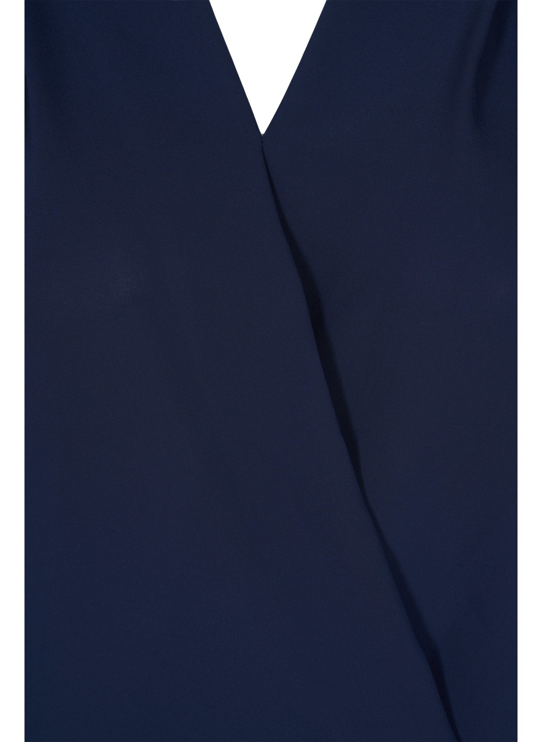 Wikkellook top met v-hals en 3/4 mouwen, Navy Blazer, Packshot image number 2