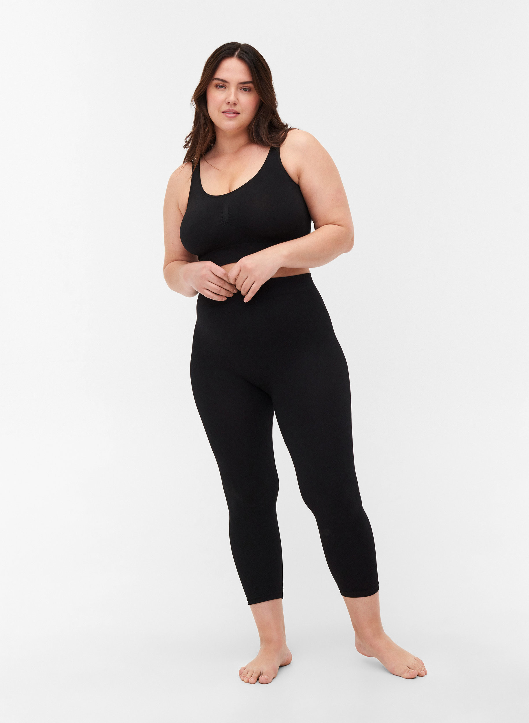Naadloze driekwart legging - Zwart 