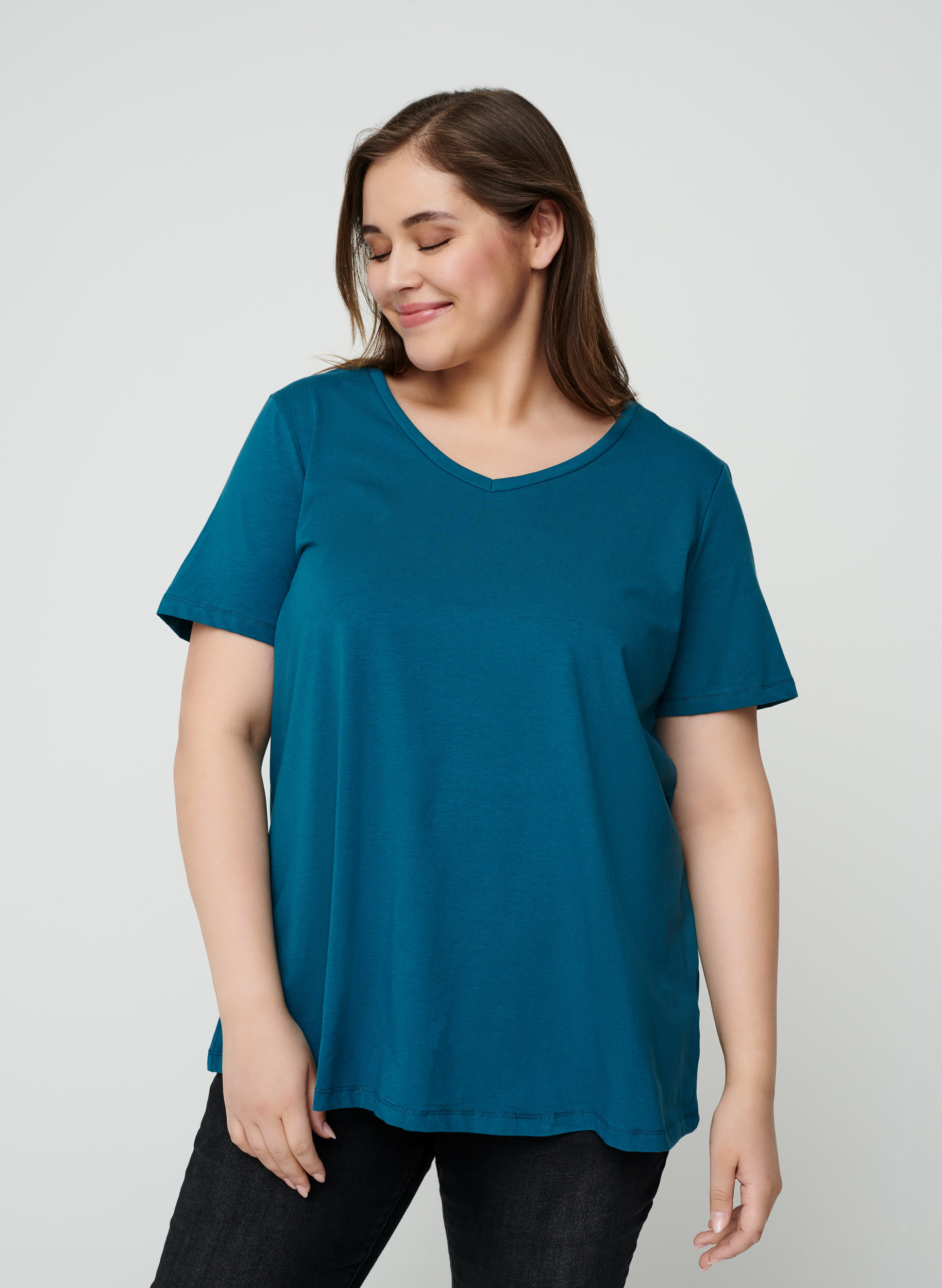 Basic t-shirt, Blue Coral, Model