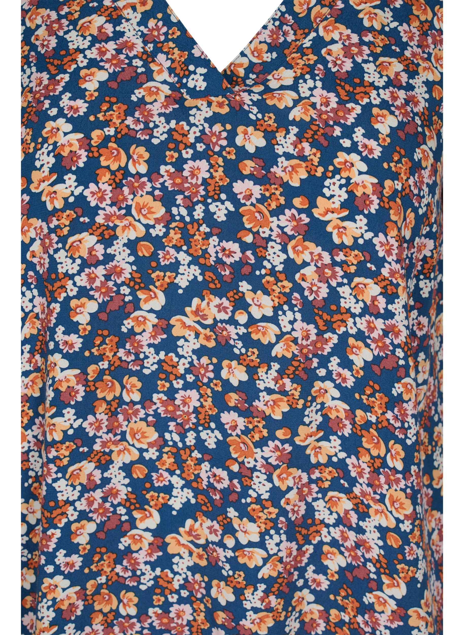 Viscose top met korte mouwen en bloemenprint, Amberglow Flowers , Packshot image number 2