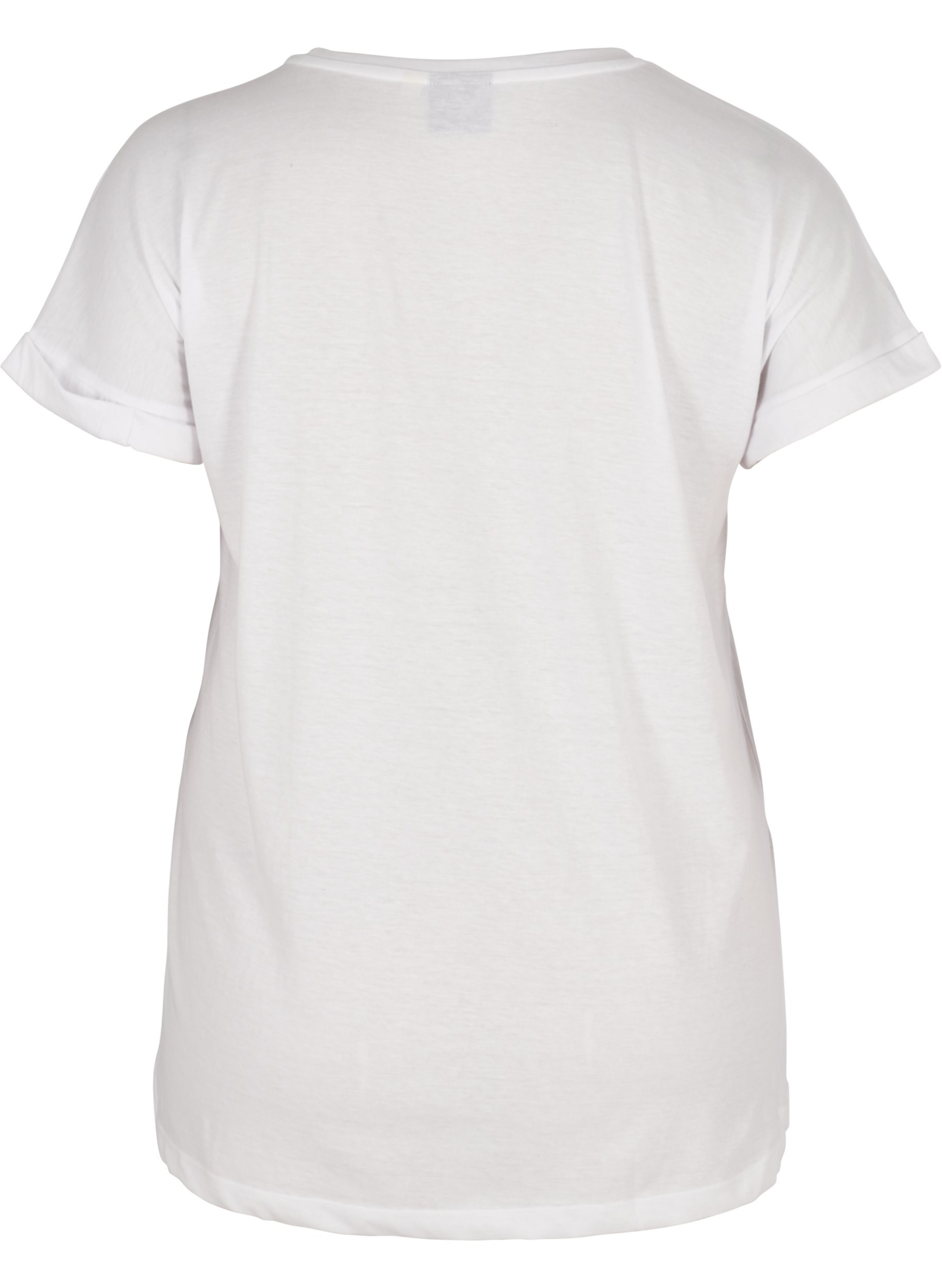 T-shirt met mix van katoen, Bright White, Packshot image number 1
