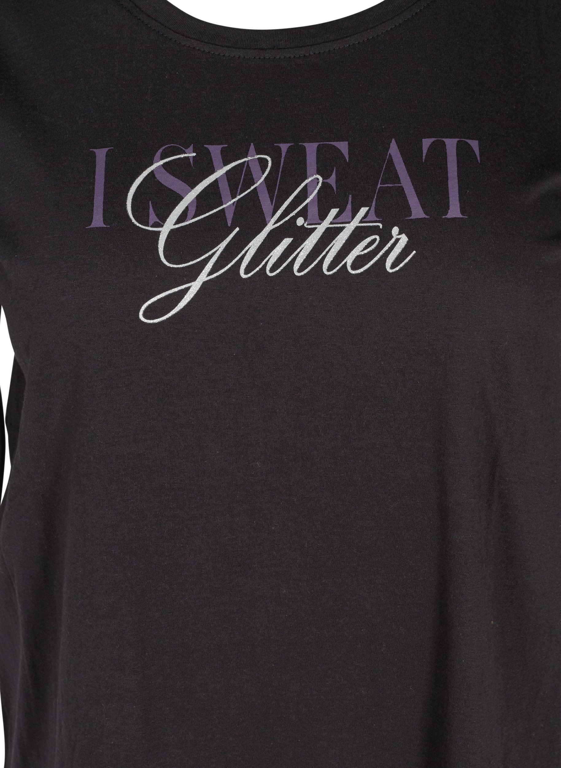 Trainingsshirt met print, Black Glitter, Packshot image number 2