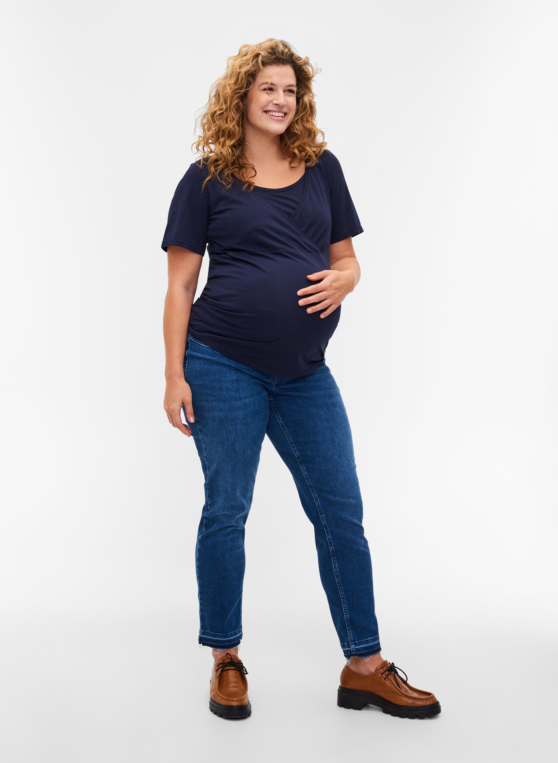 Zwangerschapst-shirt met korte mouwen in katoen, Night Sky, Model image number 3