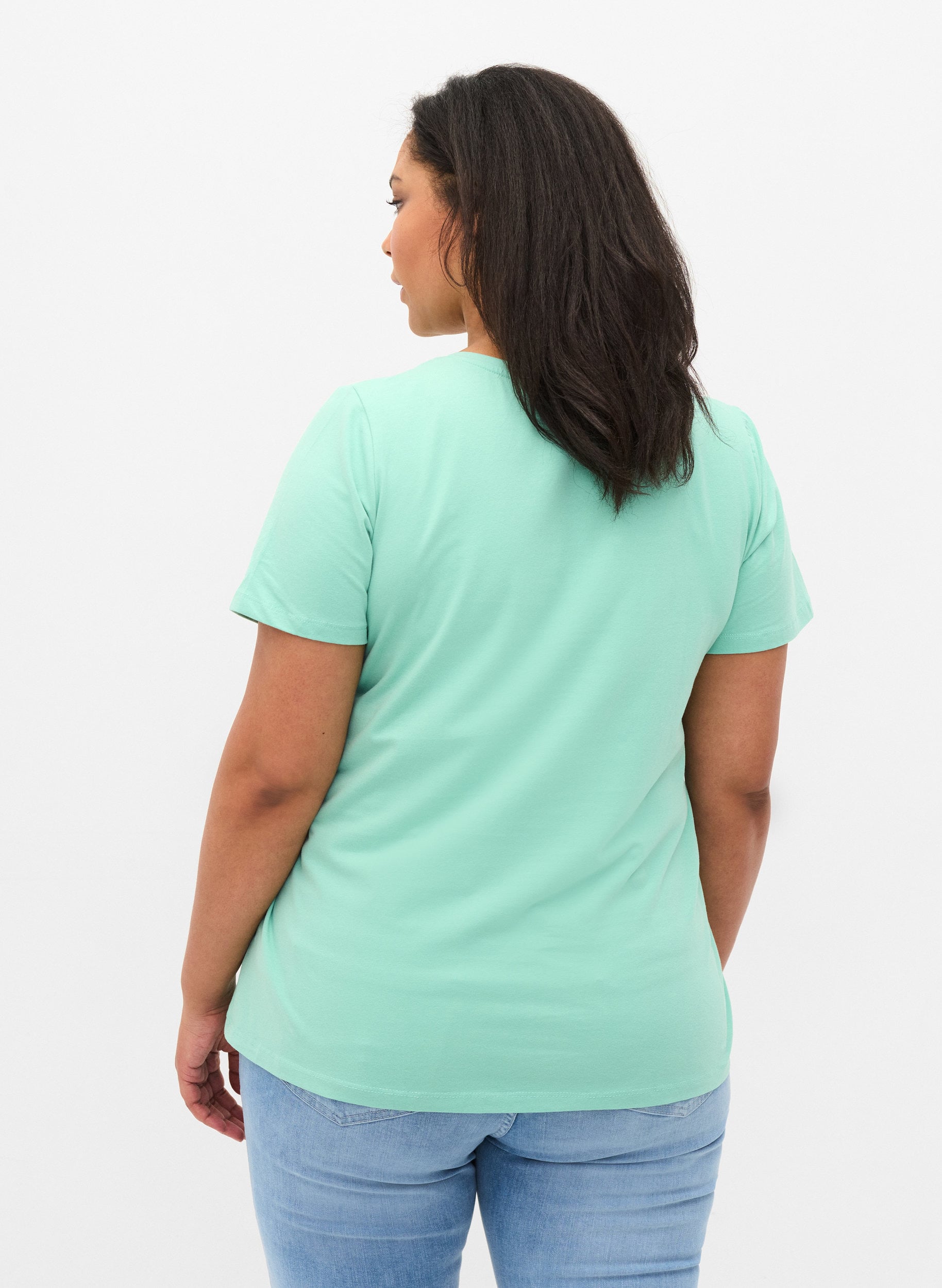 Basic t-shirt - Groen - Maat 42-60 - Zizzi