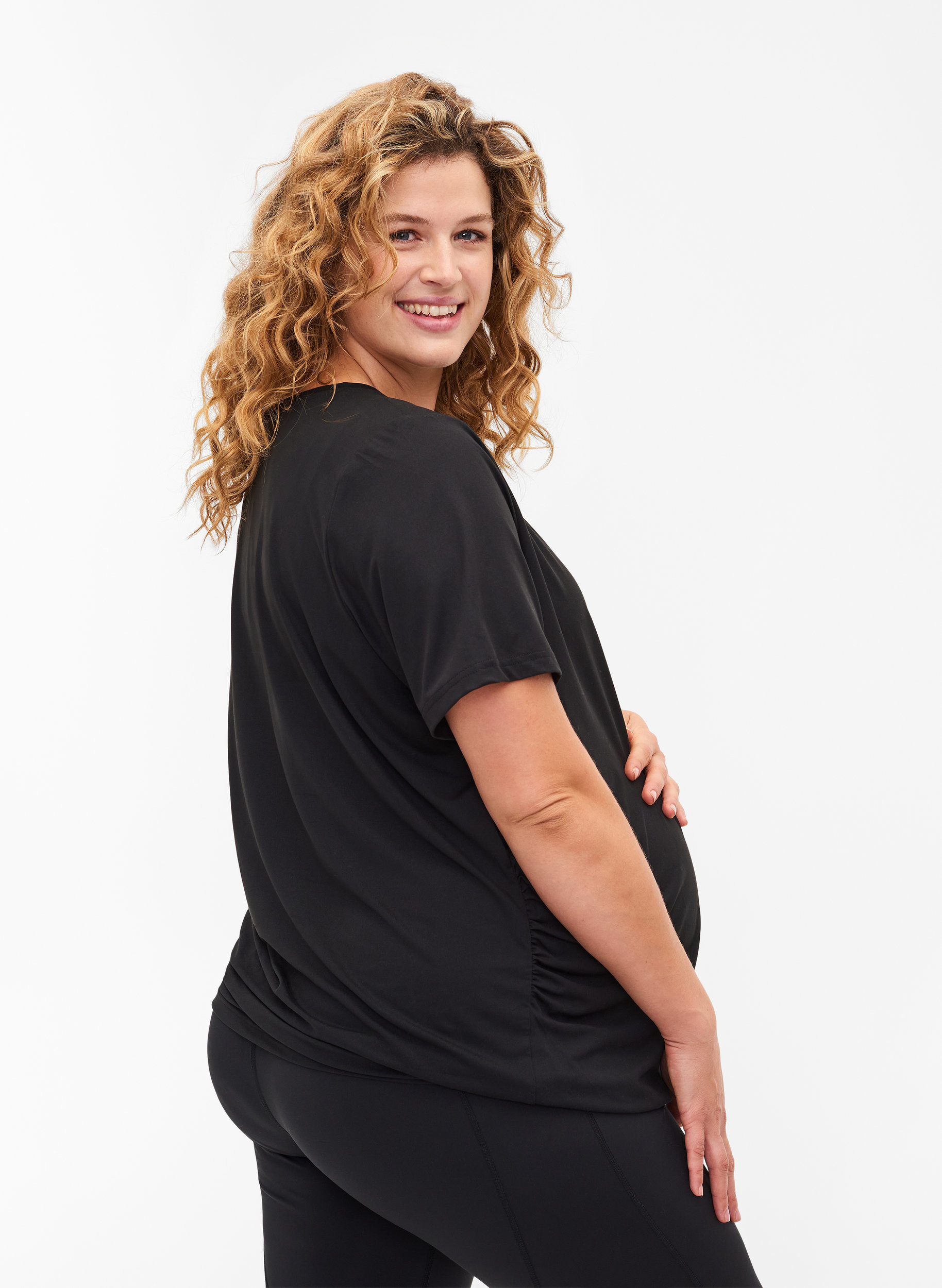 Zwangerschap sport t-shirt, Black, Model image number 1