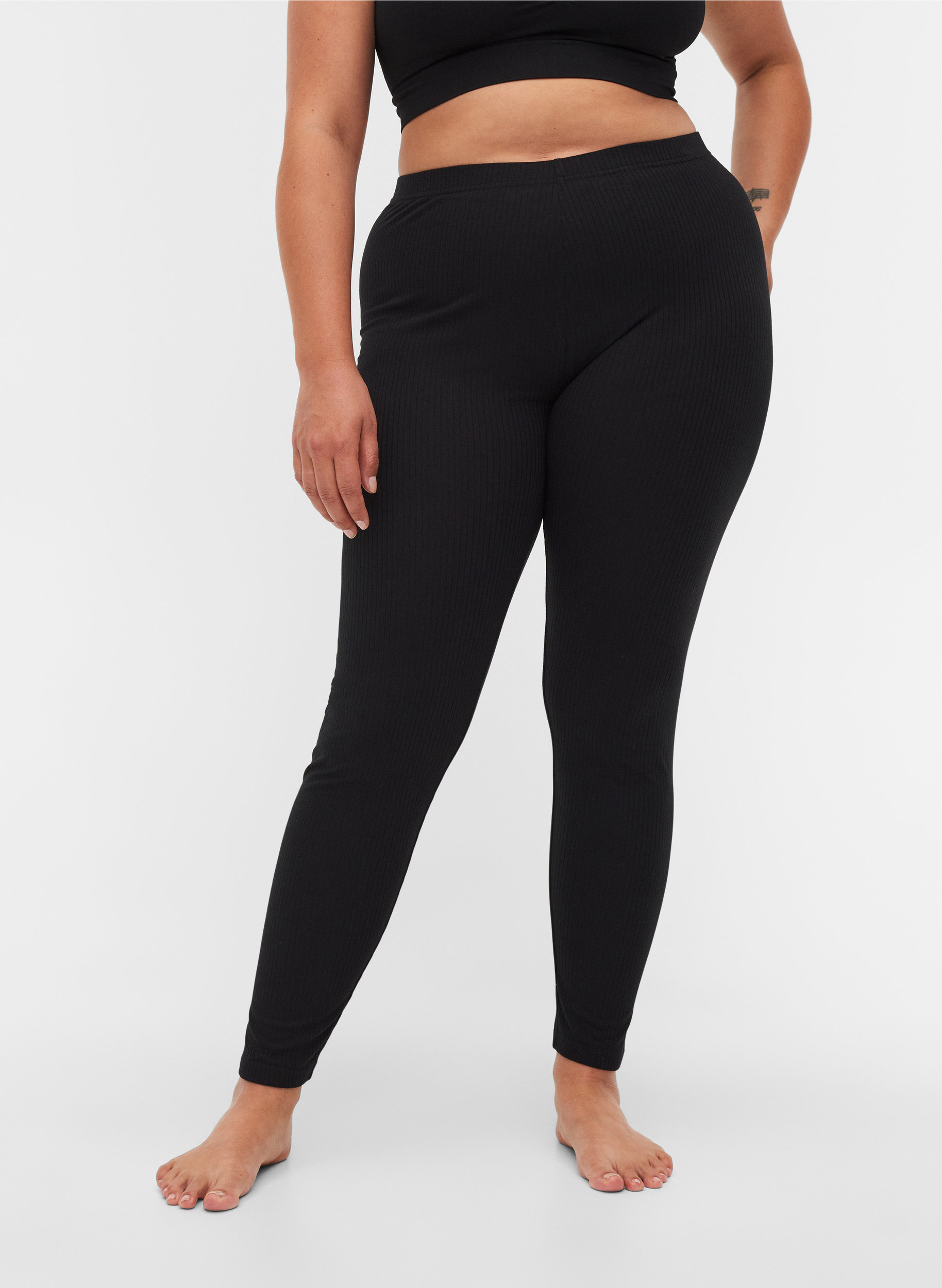 Leggings in rib - Zwart - Maat 42-60 