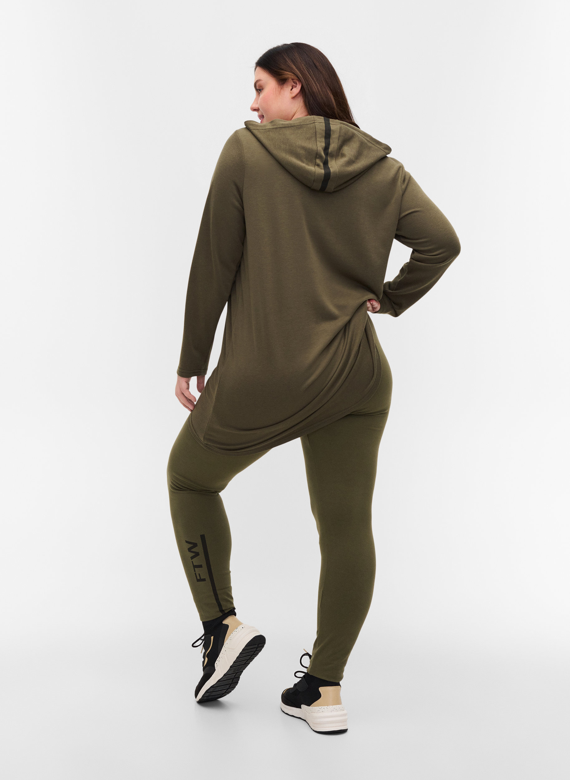 Katoenen legging met printdetails, Ivy Green, Model image number 1