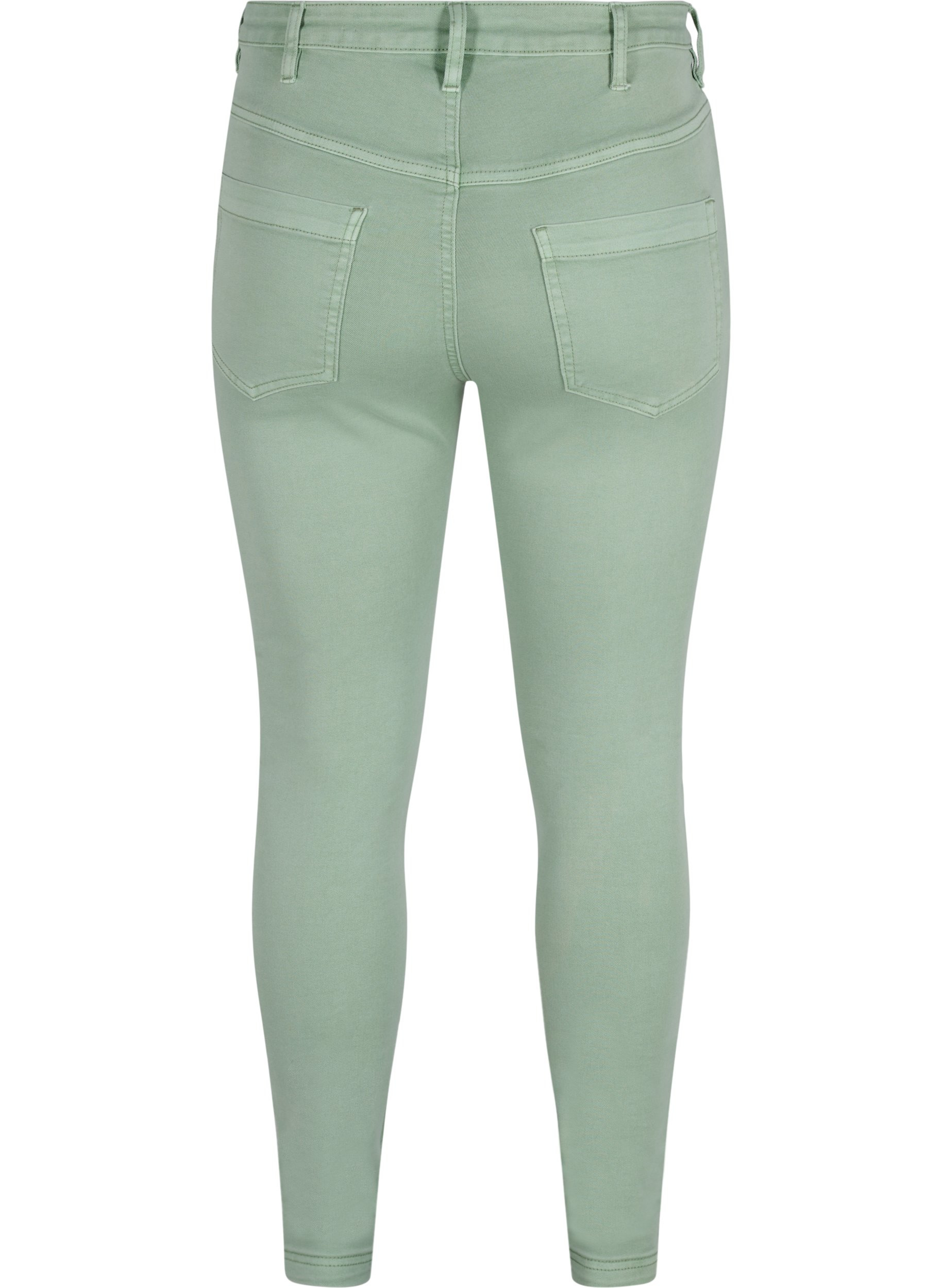 Super slim fit Amy jeans met hoge taille, Frosty Green, Packshot image number 1