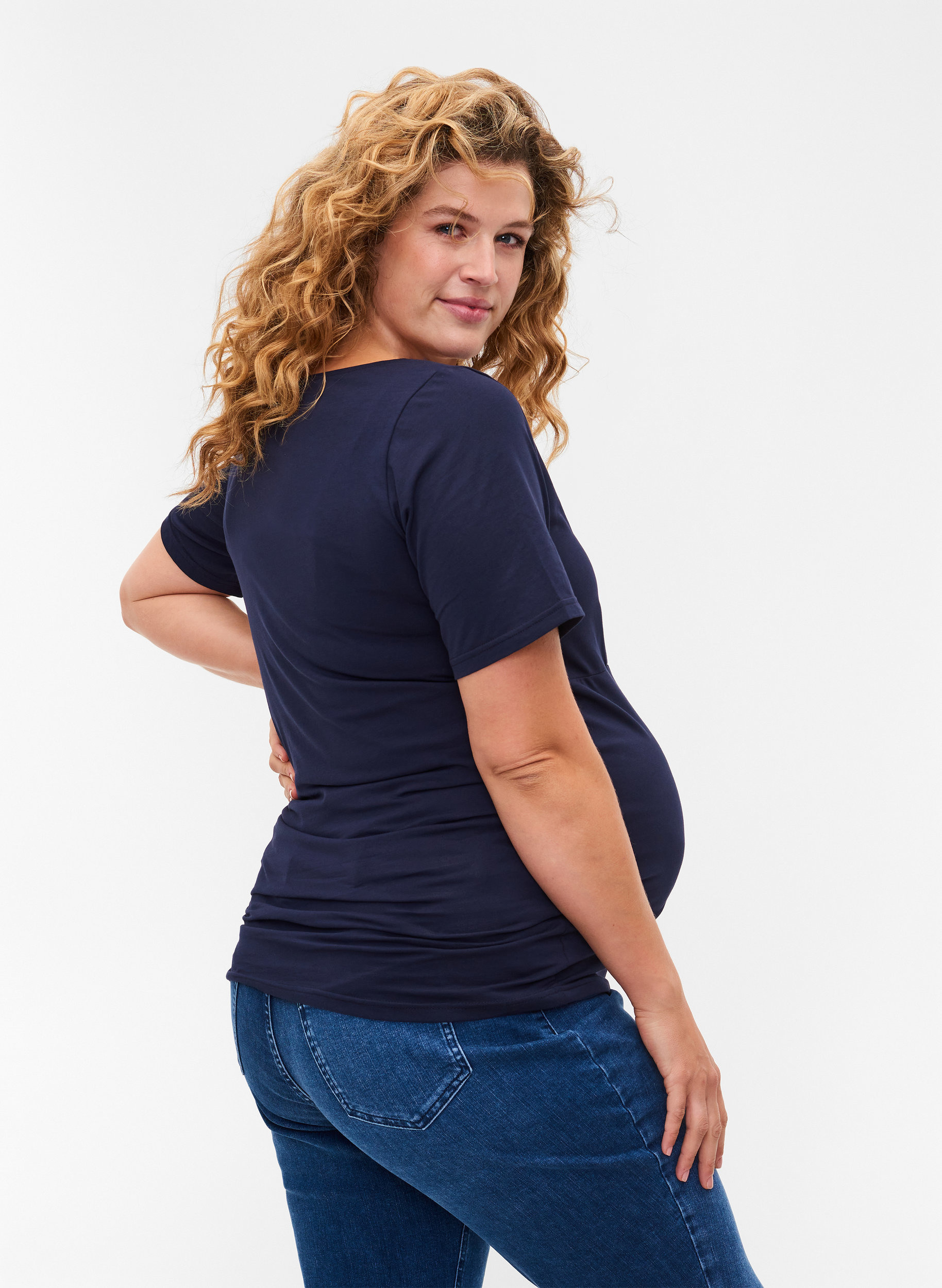 Zwangerschapst-shirt met korte mouwen in katoen, Night Sky, Model image number 1
