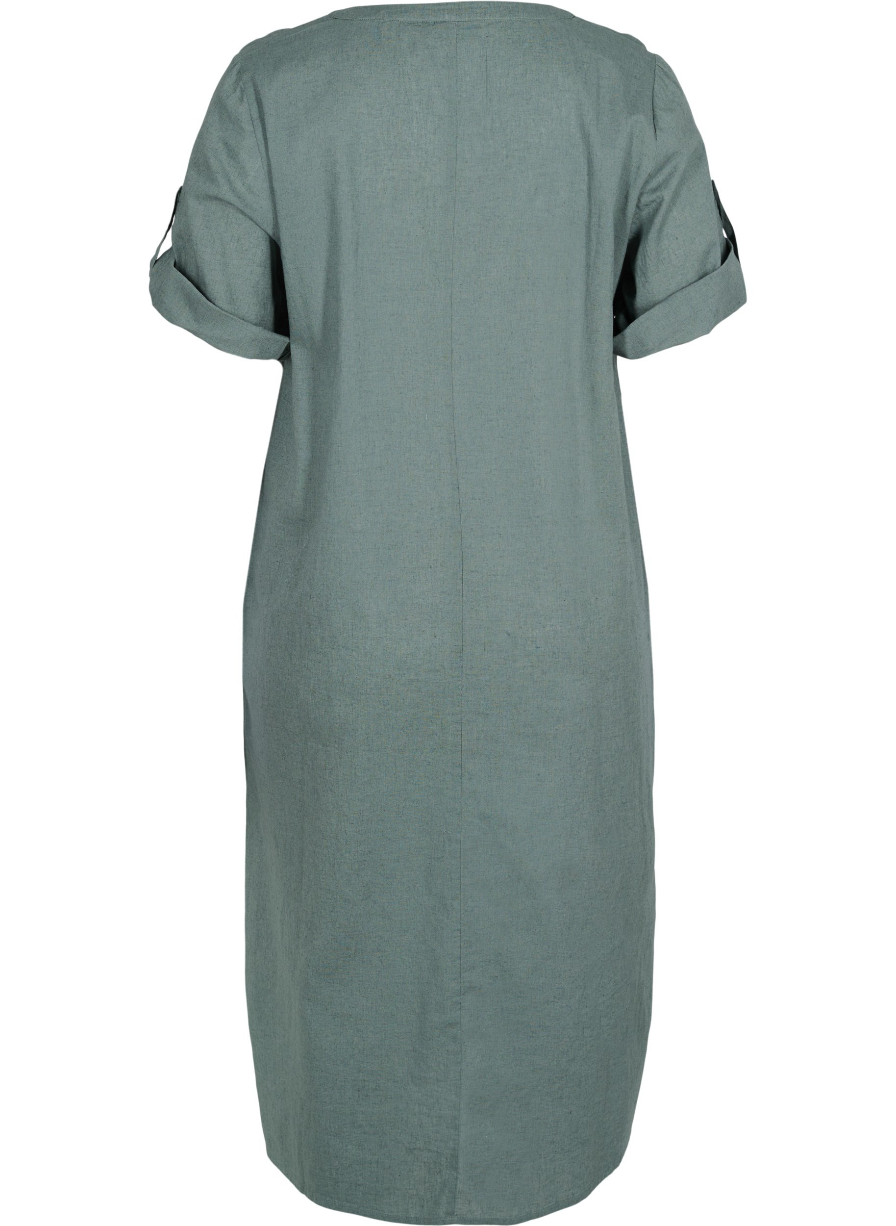 Lange blouse jurk met korte mouwen, Balsam Green, Packshot image number 1